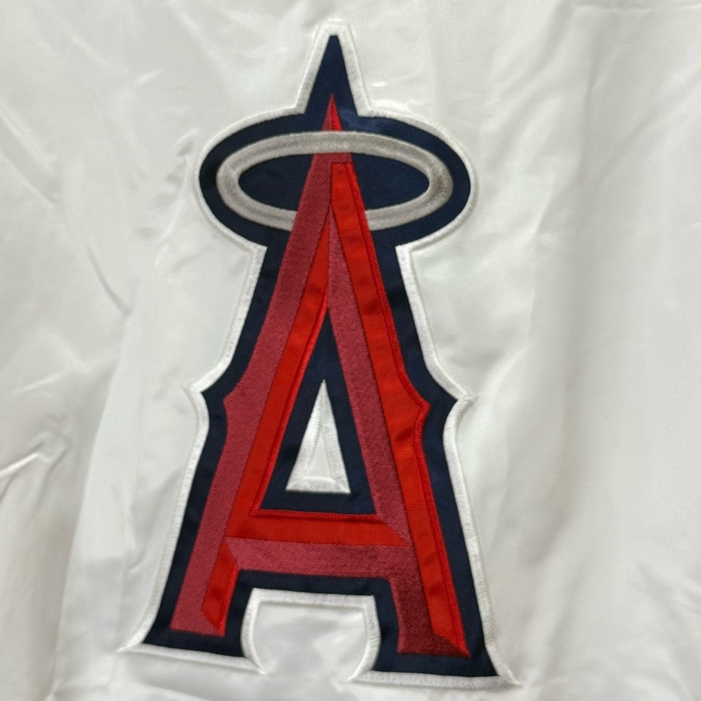 Starter Los Angeles Angels Varsity Full Snap Satin Jacket XXL Baseball Red White - Picture 9 of 15